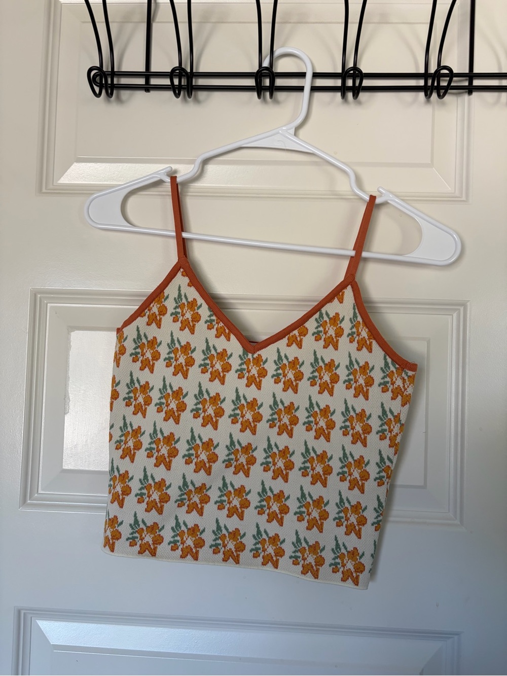 Zara Orange Floral Knit Cami